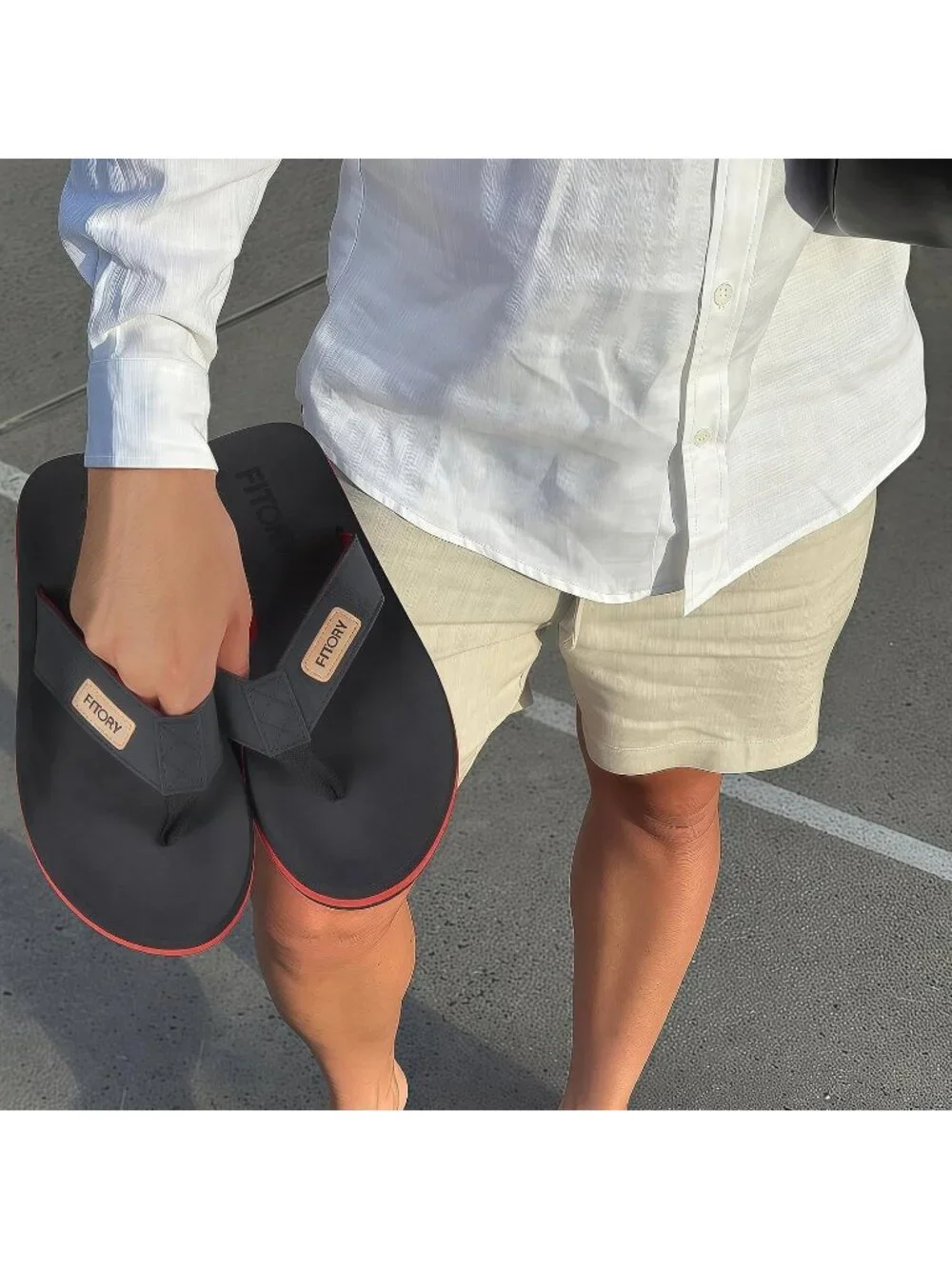 Men Black Red Flat Thongs Solid Comfort Split Toe Rubber Flip Flop Slipper Shoes